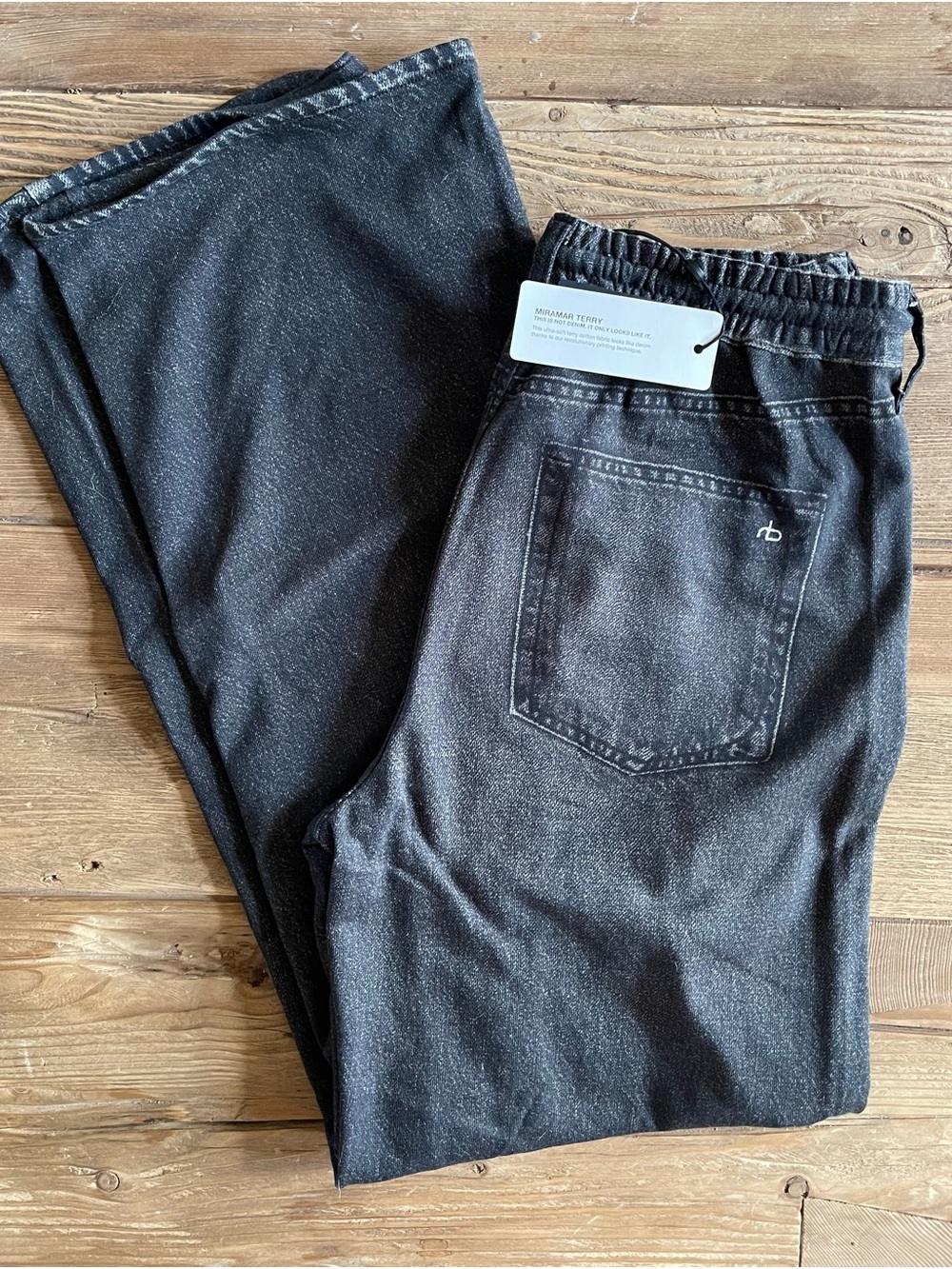 Rag & Bone Miramar Terry Drawcord Wide Pant Washed Black NWT Size S